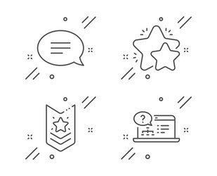 shoulder strap chat and star icons set online vector