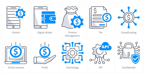 a set of 10 blockchain icons as fintech digital vector image
