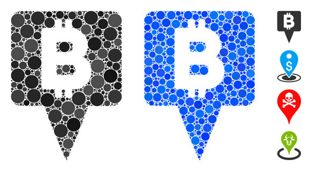 bitcoin map pointer composition icon round dots vector image