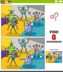 differences educational task with robots fantasy vector image