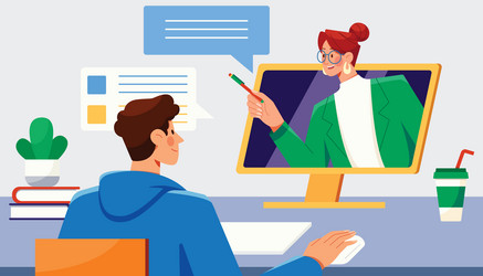 Distance learning online education video lesson Vector Image