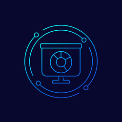 presentation with a pie chart icon linear design vector image
