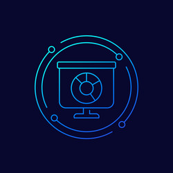 Presentation with a pie chart icon linear design vector