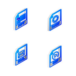 set isometric line raw file document ppt eml vector image