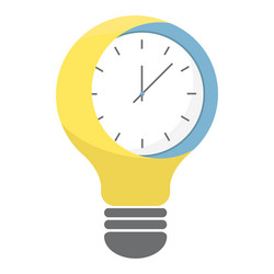 Time light bulb icon clock as business idea vector