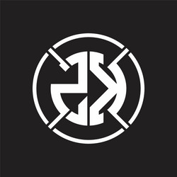 zk logo monogram with four part circle slash vector image