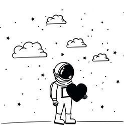 astronaut with spacesuit and heart in white vector