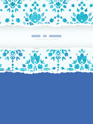 Blue Damask Torn Frame Pattern vector image
