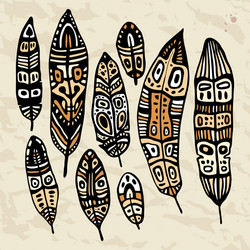 Ethnic feather set Royalty Free Vector Image - VectorStock