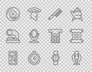 set line portable video game console microphone vector image