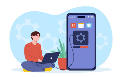 transfer files from smartphone to computer vector image