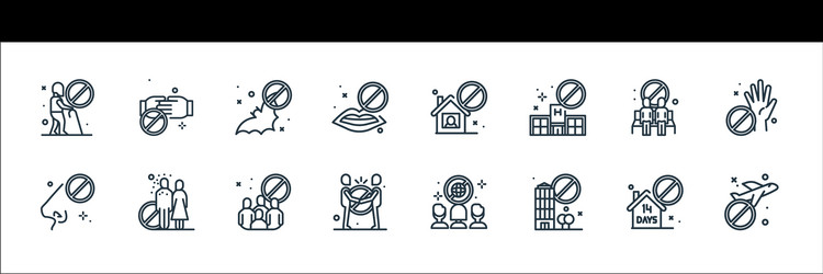 virus restrictions line icons linear set quality vector image