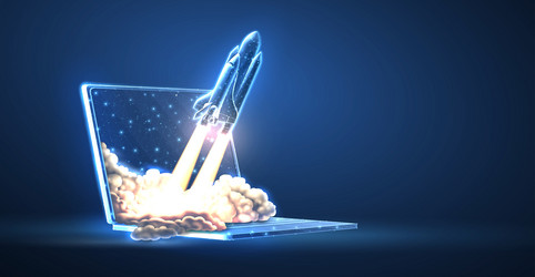 digital shuttle launch site startup new project vector image