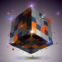 dimensional twisted shiny cube with lights effect vector image
