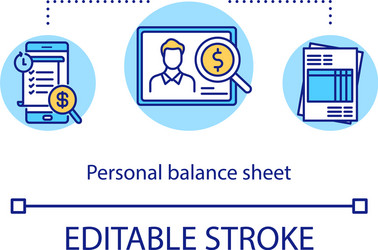 Personal balance sheet concept icon vector