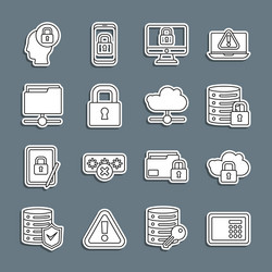 set line safe cloud computing lock server vector image