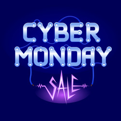 Cyber monday lettering with circuit board vector