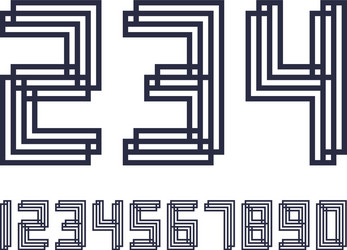 geometric font line digital effect design numbers vector image