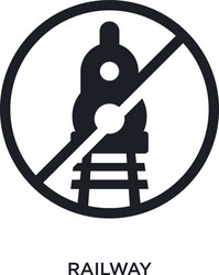 black railway isolated icon simple element from vector image