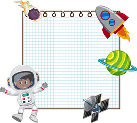 frame design template with astronaut and spaceship vector