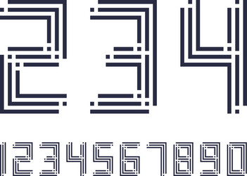 geometric font line digital effect design numbers vector image