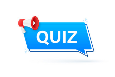 megaphone banner - quiz text stock vector image
