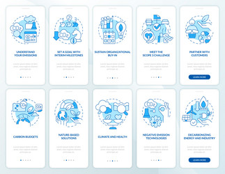transforming to net zero blue onboarding mobile vector image