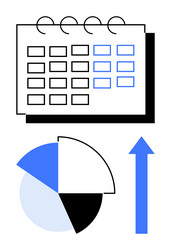 planning calendar with data pie chart and growth vector image