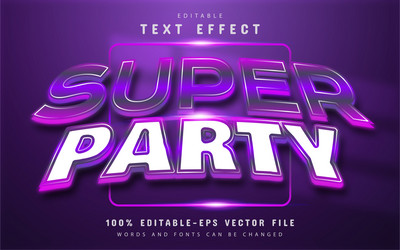 super party text effect with gradient vector image