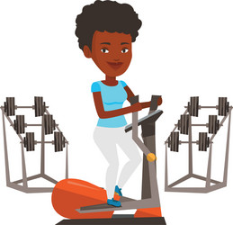 woman exercising on elliptical trainer Vector Image