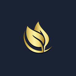Leaf eco plant gold logo Royalty Free Vector Image