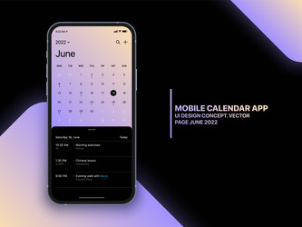 mobile calendar app ui concept on realistic vector