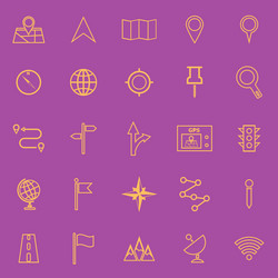 navigation line color icons on violet background vector