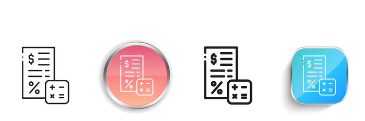 bill icon thin linear regular and button style vector image