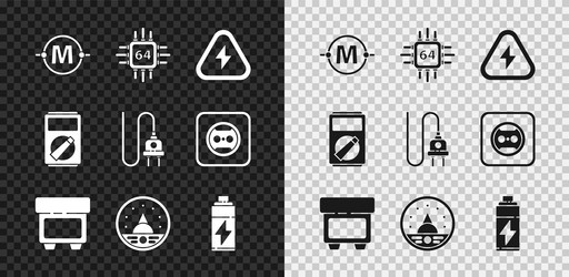 set electric circuit scheme processor vector image
