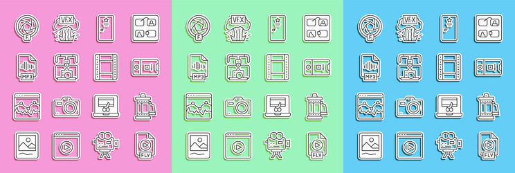 set line flv file document camera roll cartridge vector image