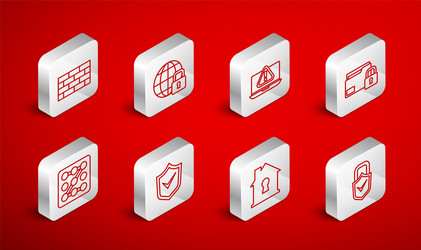 set line lock and check mark global lockdown vector image