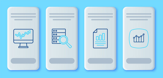 set line server document with graph chart monitor vector image