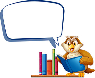 an owl reading a book with empty rectangular vector