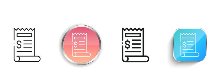 bill icon thin linear regular and button style vector image