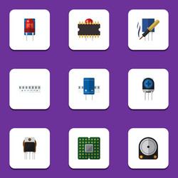 flat icon appliance set of microprocessor vector image