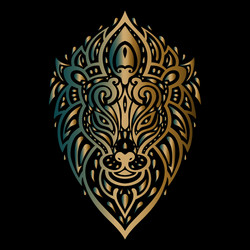 Lions head tribal pattern vector