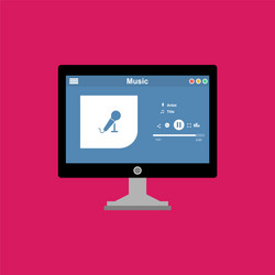 media player application app template with flat vector image