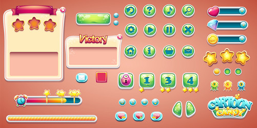 set buttons boosters and other of computer game vector image