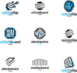 set of microprocessor scheme abstract logotypes vector