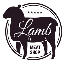 butcher emblem sheep black silhouette lamb Vector Image