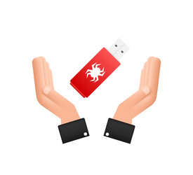 computer virus on usb flash card in hands vector image