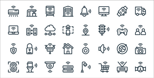 internet things line icons linear set quality vector image