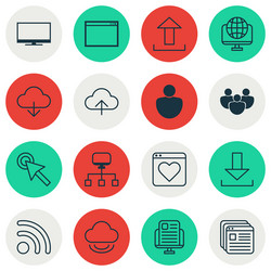 set of 16 world wide web icons includes website vector image