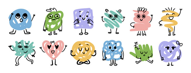 abstract funny scribble characters different vector image